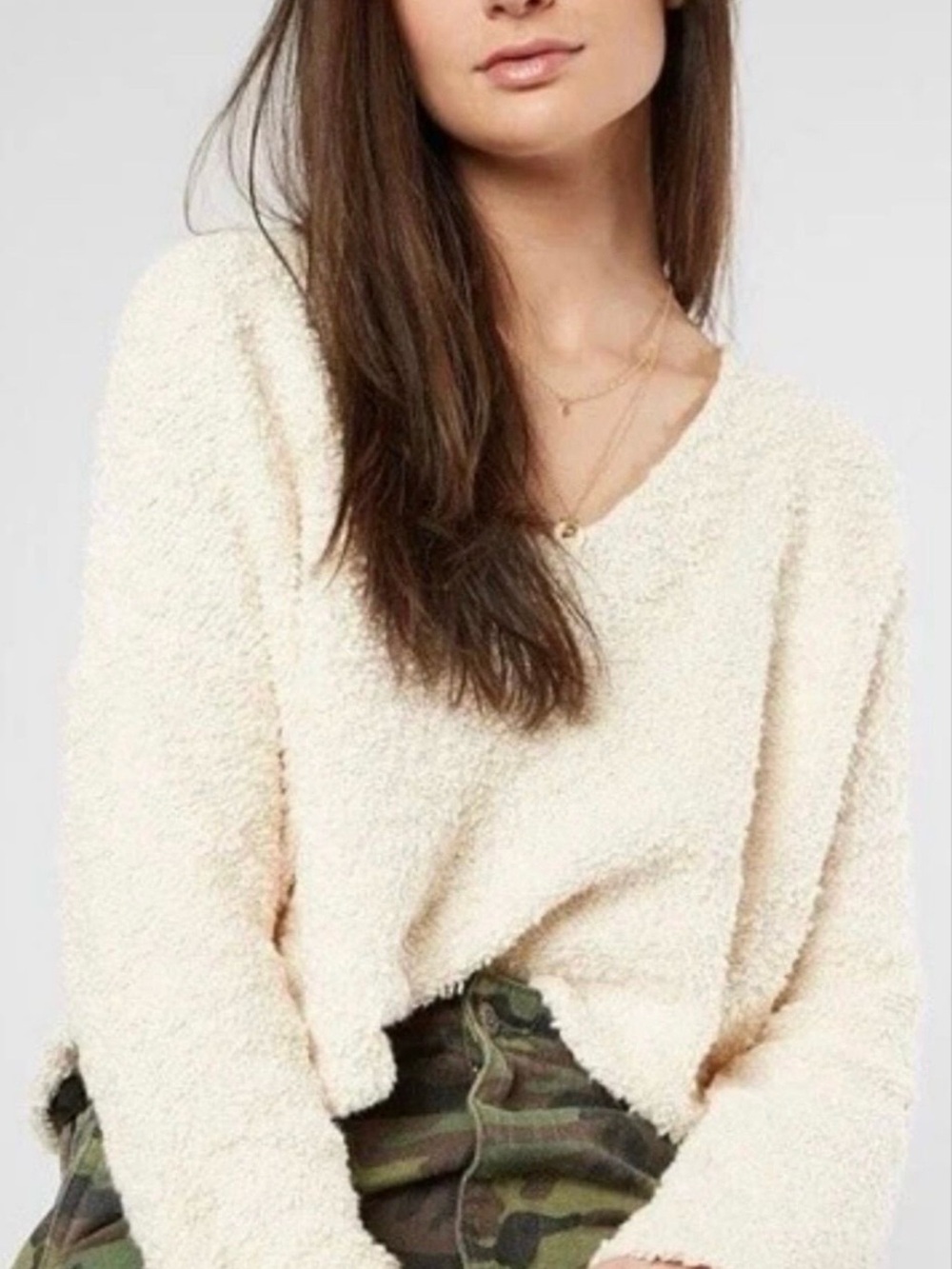 Free People Popcorn Cream Plush Sweater